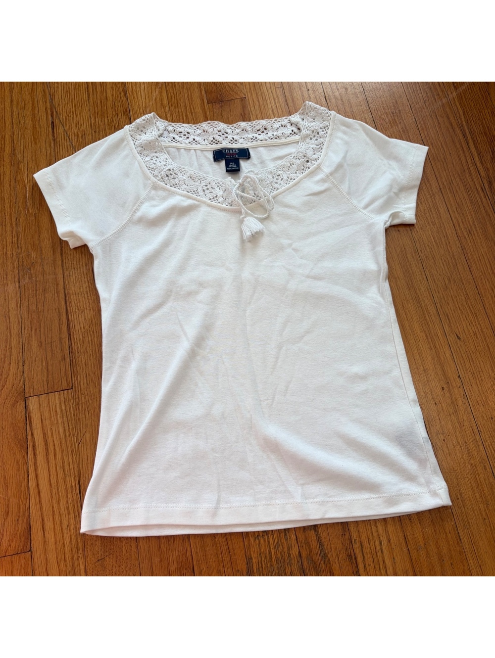 Vintage Y2K white lace boho whimsical baby tee